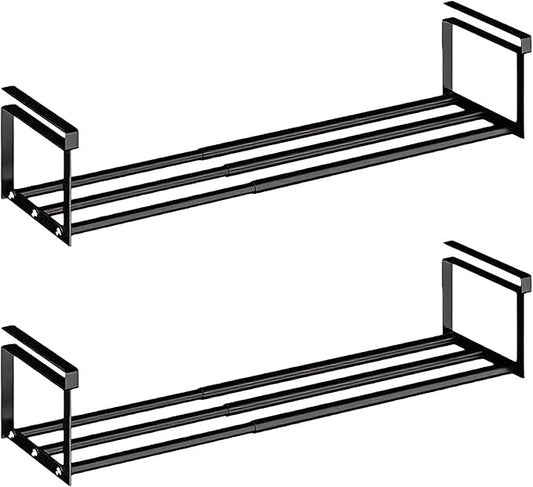 Expandable Shoe Rack Organizer - Adjustable Shoe Rack & Under Cabinet Shelf - for Shoe or Clothing Storage and Organization, Under Shelf Storage (Black,2 Pcs)