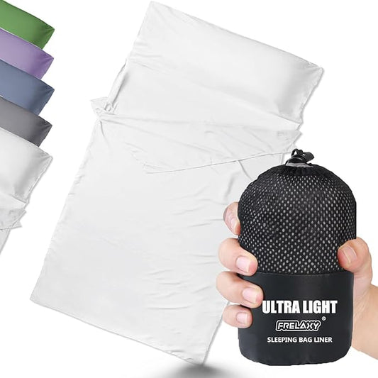 Frelaxy Ultralight Sleeping Bag Liner - Lighter & Compact, 3 Sizes Travel Sheets & Adult Sleep Sack, Comfy Breathable & Cooling & Silky Soft, Quick-Drying, for Backpacking, Hotel, Camping, Hostels