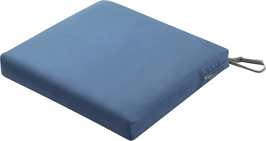 Classic Accessories Ravenna Water-Resistant 21 x 19 x 3 Inch Patio Seat Cushion, Empire Blue, Chair Seat Cushion