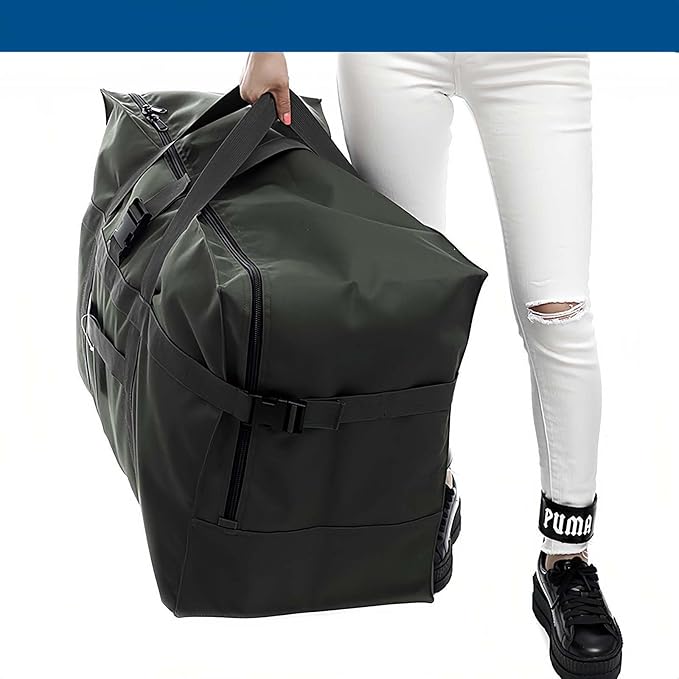 Large Duffel Bag, Waterproof Carry on Weekend Overnight Storage Bag over Luggage for Airline, Travel, Camping, Moving