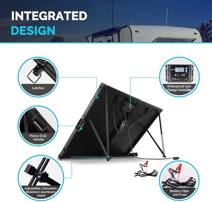 Renogy 200W 12V Portable Solar Panels Suitcase with Waterproof 20A Charge Controller, Foldable 200 Watt Solar Panel W/ Adjustable Kickstand, Solar Charger for Power Station, RV, Camping, SUV, Off Grid
