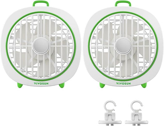 VIVOSUN AeroWave D4, 4” Grow Tent Clip Fan with Detachable Hook, 3-Speed Strong & Quiet Airflow, Adjustable Airflow Angle for Hydroponics, Circulation & Cooling, White, 2-Pack