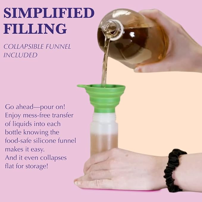 6-Pack Condiment Squeeze Bottles for Sauces - Includes Funnel, Erasable Marker & Reusable Labels, Perfect for Salad Dressings, Liquids, and Ketchup, Durable Plastic 16 oz Bottles