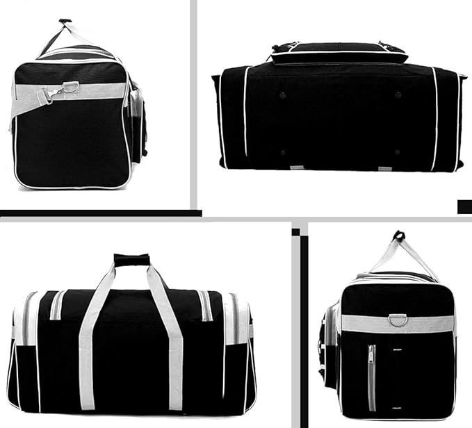 Travel Duffle Bags for Men 26" Black Weekender Over Night Carry On Bag, Lightweight Extra Large Oxford Duffel Gym Sturdy Luggage Water-proof foldable Holdall