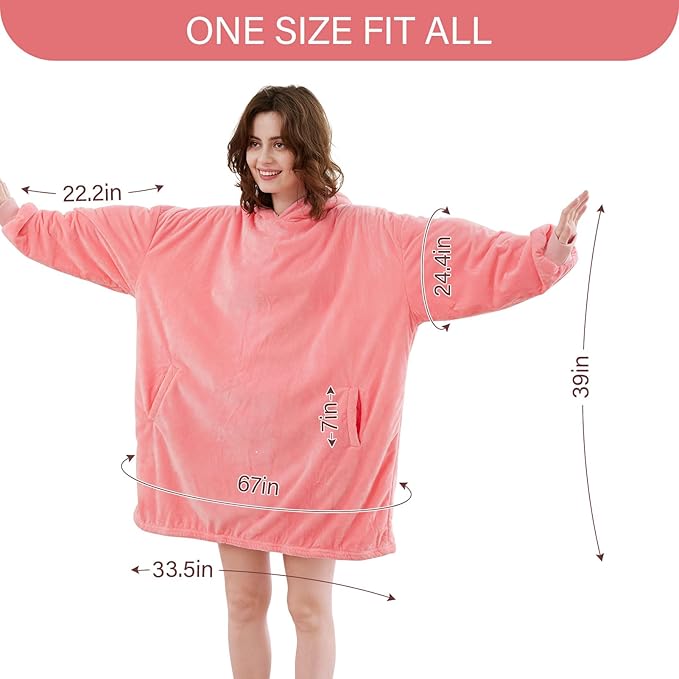 LetsFunny Blanket Hoodie,Oversized Wearable Sherpa Fleece Blanket Sweatshirt,Super Soft Warm Cozy with Giant Pocket,Gifts for Women Men Adults Teenagers Kids, One Size Fits All