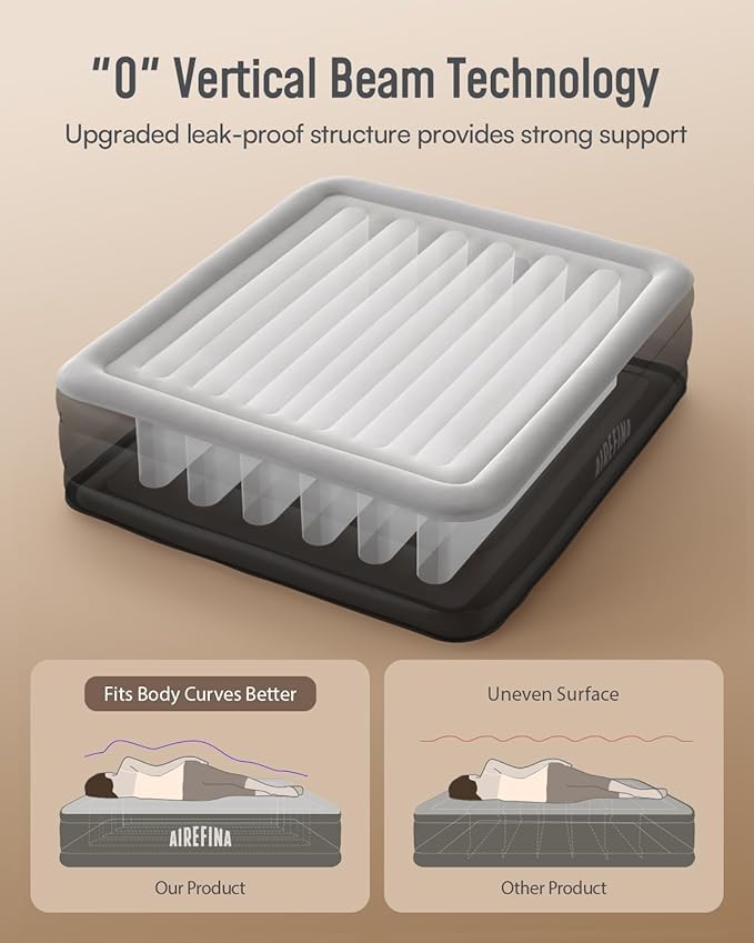 Airefina King Size Air Mattress with Built in Pump, 20 Raised Comfort Inflatable Mattress Upgraded Blow Up Mattress King for Guest Home Temporary, Air Bed, Colchon Inflable