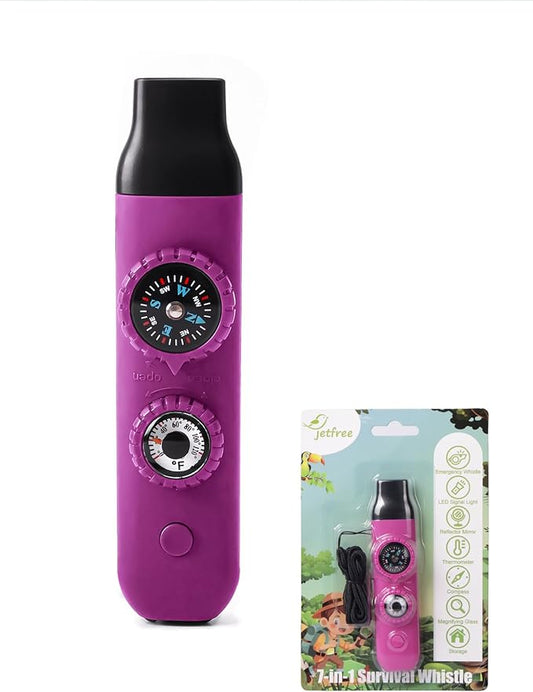 Multifunctional Survival Emergency Whistle for Kids with Compass Hiking Survival, Thermometer & Neck Lanyard | Emergency Safety Gear for Hiking, Camping, Kayaking, Boating, Climbing