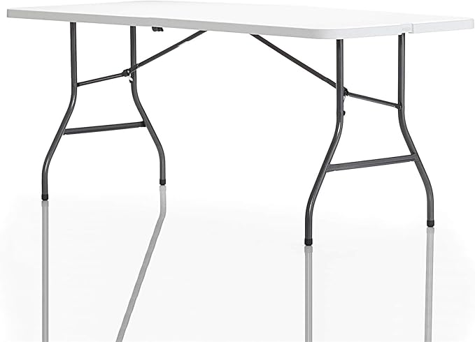 COSCO Fold-in-Half Banquet Table w/Handle, 6ft, White
