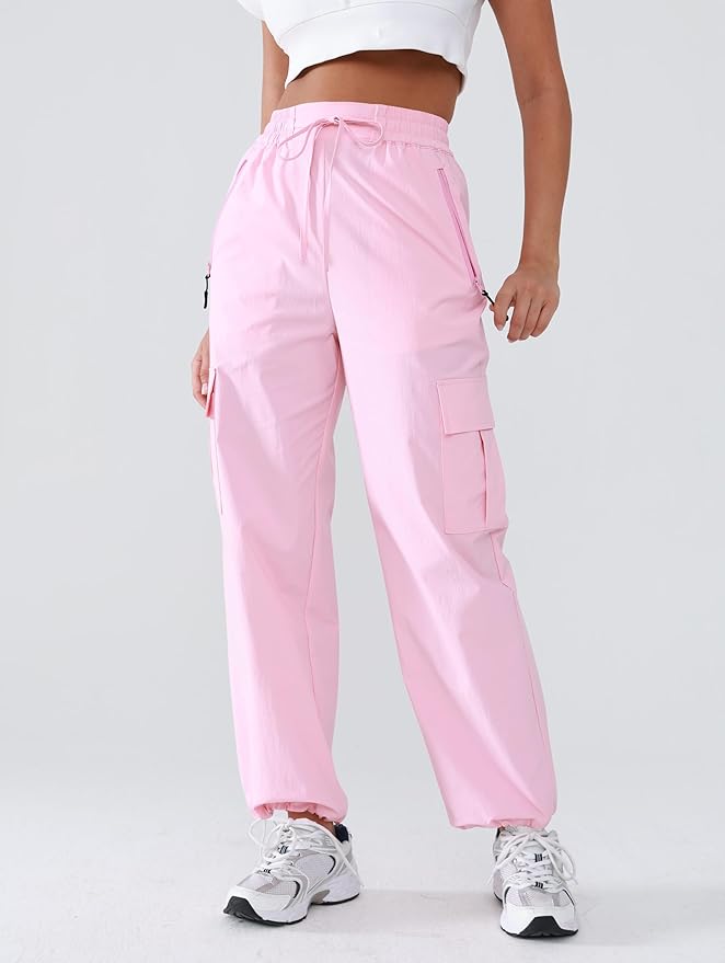 Hiking Pants Women Lightweight Cargo Pants Quick Dry Water Resistant Outdoor Travel Pants with Zipper Pockets