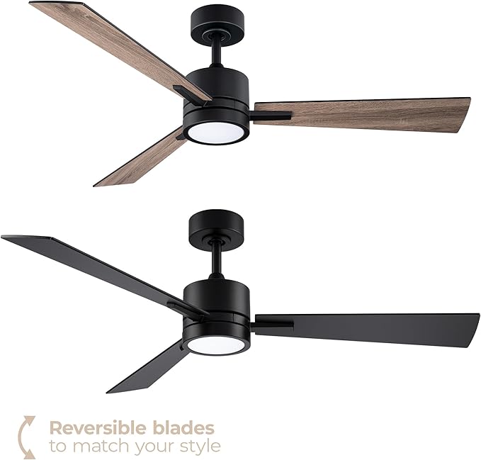 Bali Smart 3-Blade 42in Ceiling Fan 2700K-6000K CCT Selectable LED Light Kit with Remote Control and Black Hardware with Reversible Blades in Weathered Wood or Black Works With iOS or Android App