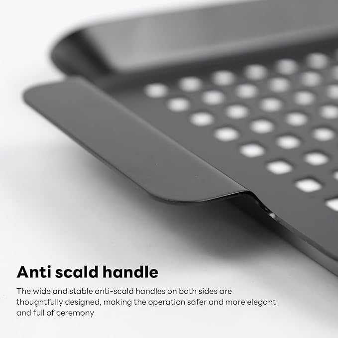 Grill pan, 2 Grilling Tray - Outdoor Grilling Baskets with Hole, 3.0 pounds Good BBQ Grill Set for Camping Vegetable Meat (Black)