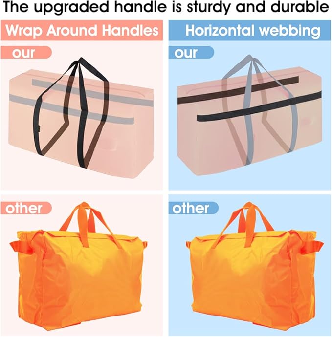 Duffle Bag for Travel, 24Gallons Bag Foldable Travel Duffel Bag Tote Carry on Luggage Duffle Overnight for Women and Men, Large Collapsible Waterproof Suitcase with Zippers and Handles, Orange