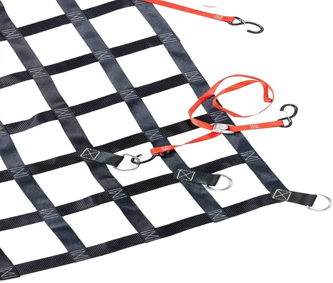 Mytee Products 4.75' x 6' Heavy Duty Cargo Net for Pickup Truck Bed with D Rings Tie Down Fittings - Durable Truck Bed Cargo Net with 6 Cam Buckle Tie Down Straps for Adjusment