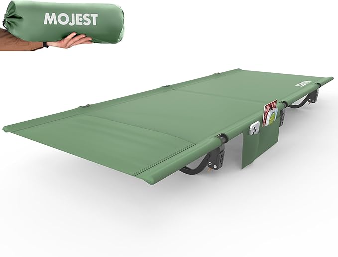 Ultralight Camping Cot for Adults, Portable Folding Camping Bed, Supports 350 lbs - Lightweight for Travel, Camping, Hiking, Backpacking, Mountaineering, Light Green