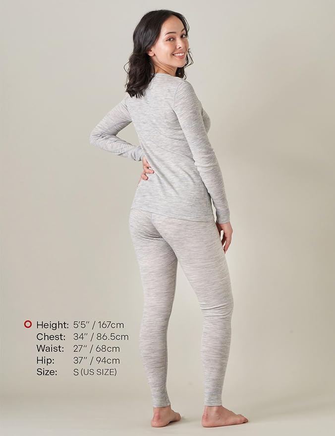 LAPASA Womens 100% Merino Wool Base Layer Set Lightweight & Midweight Thermal Underwear Long John Top & Bottom Warm L58/L91
