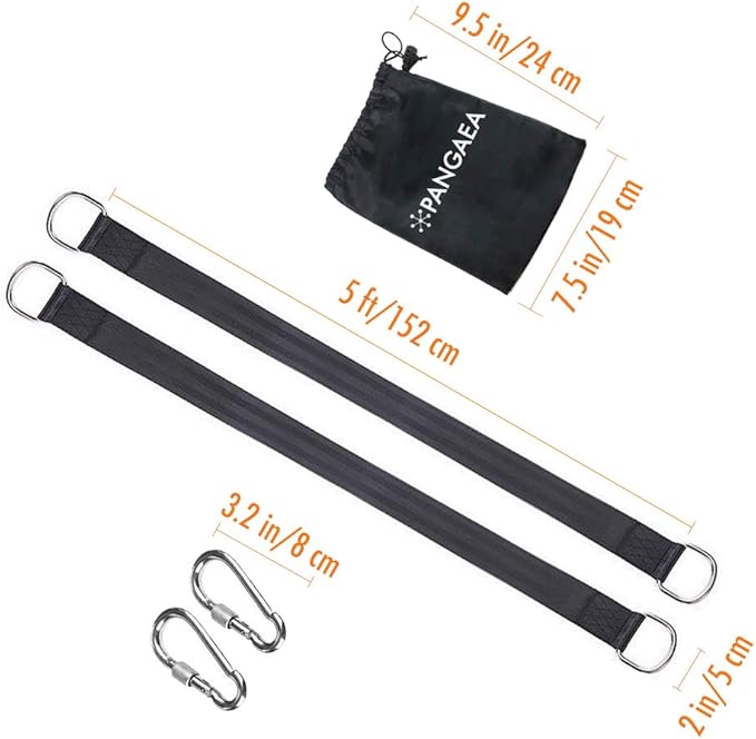 Tree Swing Hanging Straps Kit, Heavy Duty Holds 2200LBS 5FT Extra Long, with Safer Lock Snap Carabiners & Carry Pouch Bag