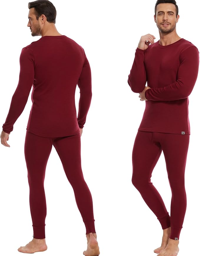MERINNOVATION Merino Wool Base Layer Set for Men 100% Merino Wool Thermal Underwear Long Sleeve