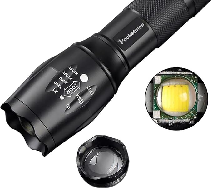 Pocketman LED Tactical Flashlight Super Bright LED Flashlights Portable Outdoor Water Resistant Torch with 5 Light Modes（10Pack）