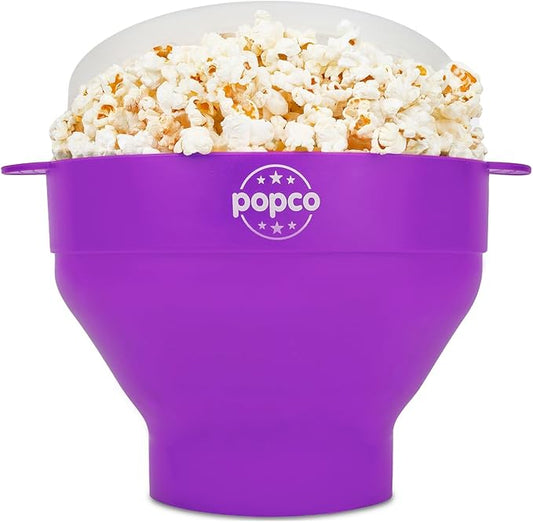 POPCO The Original HotPop Silicone Popcorn Maker - Microwave Popcorn Popper - Collapsible Bowl, Heat-Resistant, Easy to Clean, Ideal for Family Movie Nights, 15-Cup Capacity - Aqua