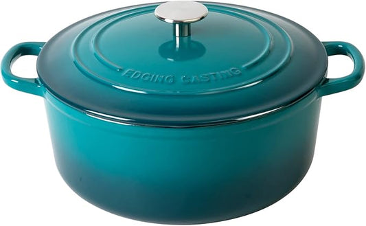Dutch Ovens with Lid, Enameled Cast Iron Covered 5.5 Quart Dutch Oven with Dual Handle, Darkcyan