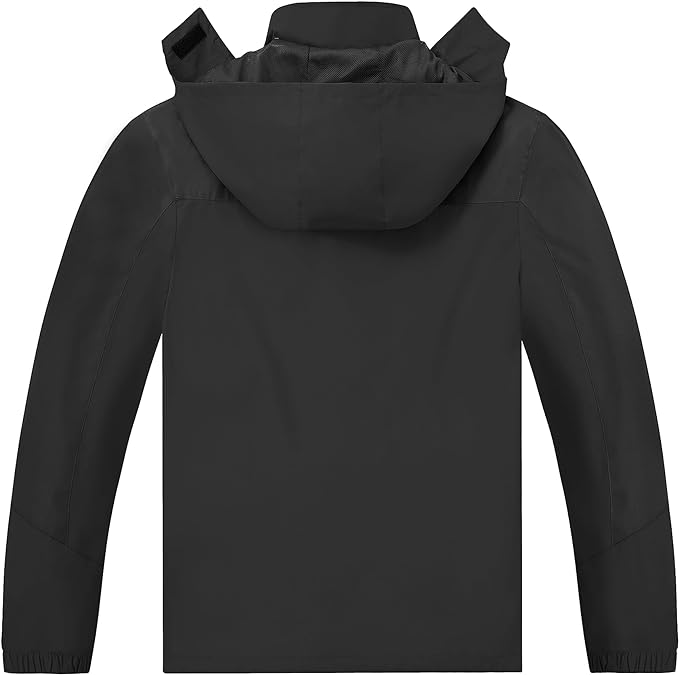 TEZO Mens Rain Jacket Waterproof with Hooded Hiking Coat Lightweight Windbreaker