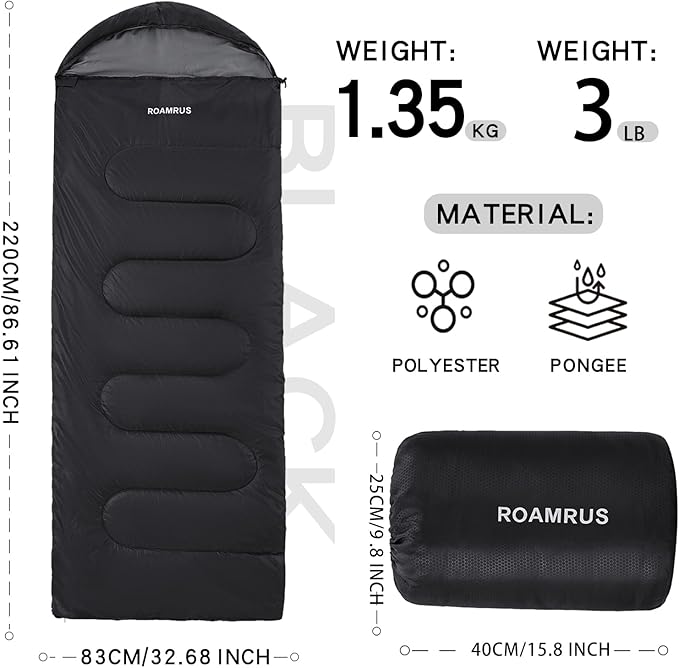 3 Seasons Sleeping Bags for Adults, Portable, Waterproof, Lightweight,with Storage Sack for Outdoor & Indoor, Hiking, Camping, Warm & Cold Weather Sleeping Bag for kids 10-12, Girls, Boys Mens