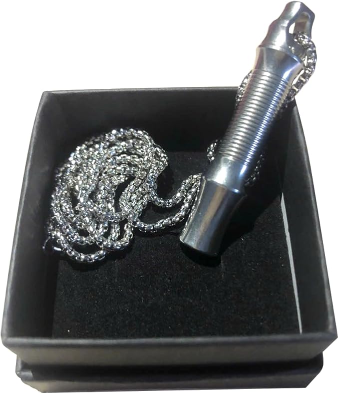 Titanium Emergency Whistle Cylinder Pendant Necklace for Men and Women – Compact, Lightweight, and Durable Emergency Whistle with High Decibel Output for Outdoor Adventures & Safety