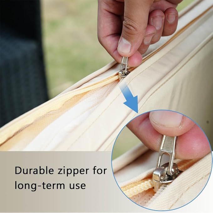 3-Pack Outdoor Patio Furniture Replacement Cushion Set–High-Elastic Sponge Cushions Fit 4-Piece Wicker Rattan Sofa, Loveseat & Chairs, 36x18x2 & 18x18x2, Waterproof, Fade-Resistant (Khaki)