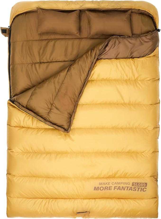 BISINNA Double Sleepinag Bag for Adults Two Person Queen Size Camping Sleeping Bag for All Season Backpacking Hiking Cold Weather with Compression Sack