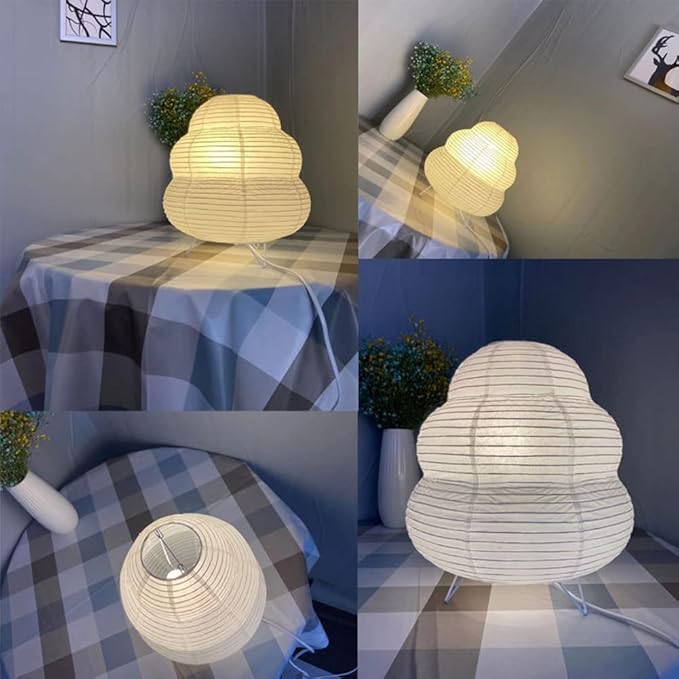 YY YEARCHY Table Lamp Paper Lamp Able Lamp Standing Lamps with Rice Paper Shade for Bedroom Livingroom(Cloud Type)
