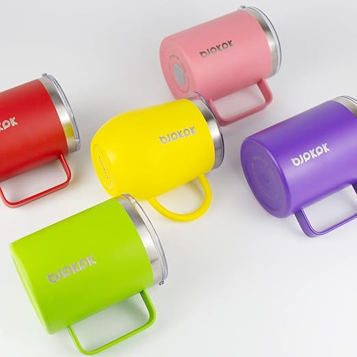 BJPKPK 2 pcs Insulated Coffee Mug, 14oz Insulated Tumbler with Lid, Stainless Steel Coffee Cups with Splash Proof Lid-Turquoise