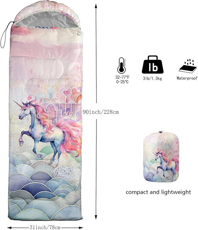 Sleeping Bags for Adults and Kids Backpacking Camping Sleeping Bags for Girls and Boys Lightweight Waterproof Cold/Warm 3-Season