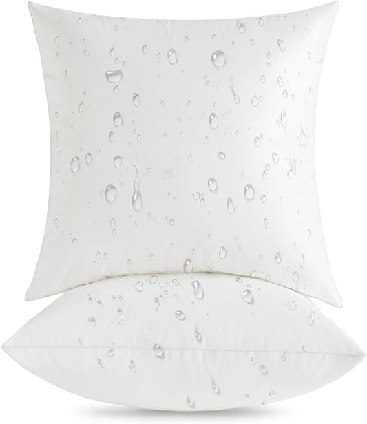 Oubonun 24x24 Outdoor Pillow Inserts (Pack of 2) - Square Waterproof Throw Pillow - Decorative Throw Pillows Insert for Couch Sofa Bed Patio Furniture - White Pillows
