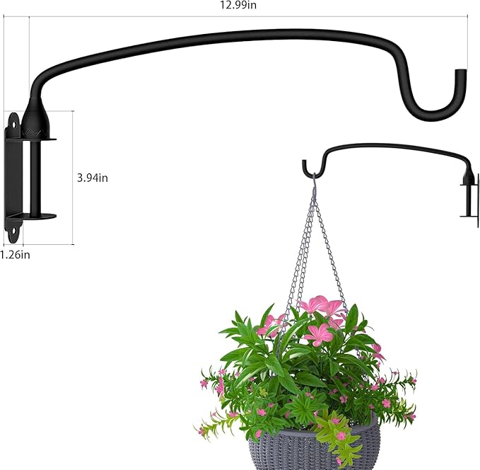 16 Pack Plant Hanger Bracket Wall Mounted Hooks for Hanging Bird Feeder, Flower Bracket, Anti Rust Metal Lanterns 12 Inches (12 in 16P)