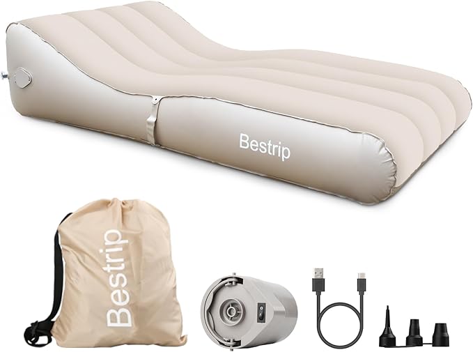 Bestrip Inflatable Couch with Built in Pump - Upgraded Extra Size Air Lounger Sofa, Portable Blow up Mattress Bed with Storage Bag, Inflatable Bed for Home, Camping & Guests