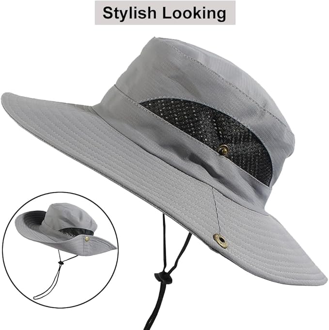 CAMOLAND Sun Hat with Removable Mesh Head Net Safari Hat Outdoor UV Protection