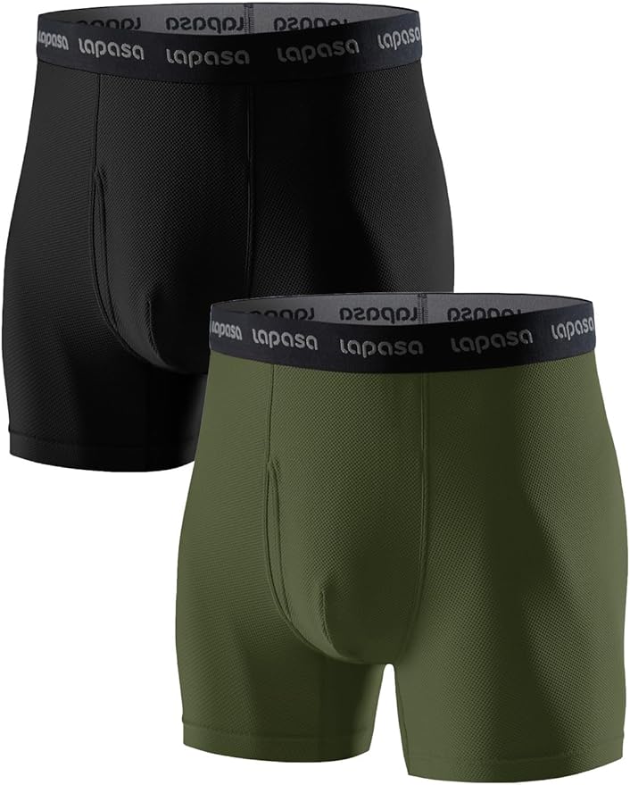 LAPASA Men's Quick Dry Travel Underwear, Terraversal Series Mesh Breathable Trunks/Boxer Briefs/Boxers (2 & 3 Packs)
