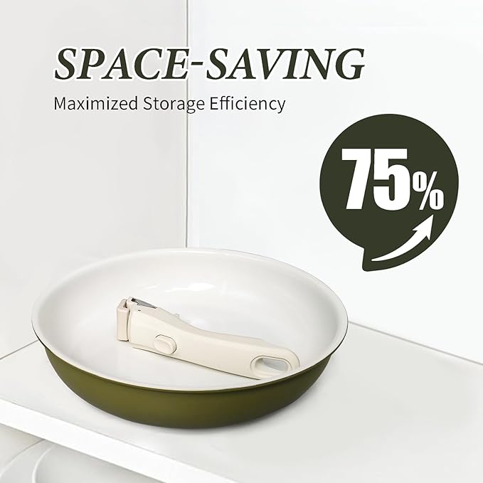 3-ply Stainless Steel Frying Pan,With Titanium Ceramic Coating,Detachable Handle,Dishwasher and Induction&Oven Safe,Compatible All Cooktops,10 inch