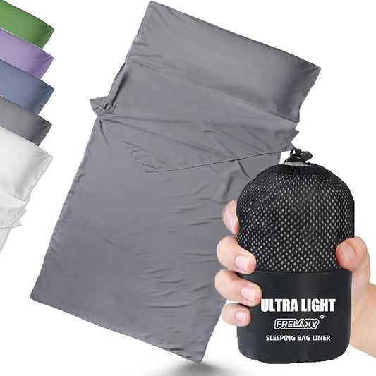 Frelaxy Ultralight Sleeping Bag Liner - Lighter & Compact, 3 Sizes Travel Sheets & Adult Sleep Sack, Comfy Breathable & Cooling & Silky Soft, Quick-Drying, for Backpacking, Hotel, Camping, Hostels