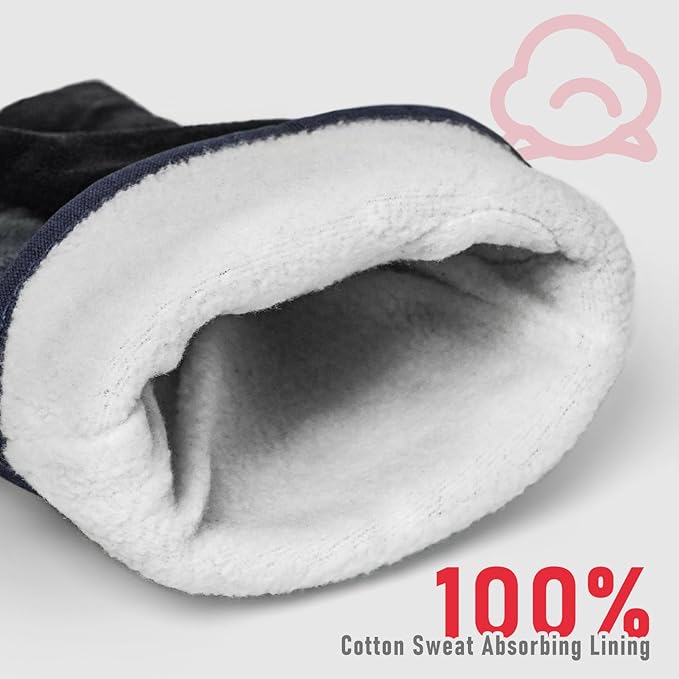 YESWELDER Leather Work Gloves for Men or Women，Suitable for welding & gardening etc. Cowhide leather with cotton lining, wrist closure, grippy and durable.Reinforced palm and finger,Black-gray L