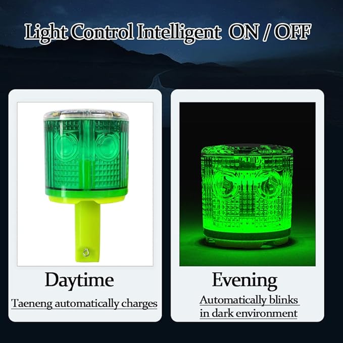 Solar Strobe Warning Light, Super Bright Single Column Solar Emergency Strobe Warning Light Flashing Barricade Safety Road Construction Traffic Flicker Beacon Lamp (Green)