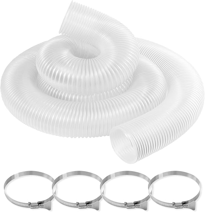 2-1/2"x10'Dust Collection Hose,2 1/2 Inch Dust Collection Tube with 304 Stainless Steel Hose Clamps,PVC 2.5 Collector Flexible Tube- Puncture Resistant