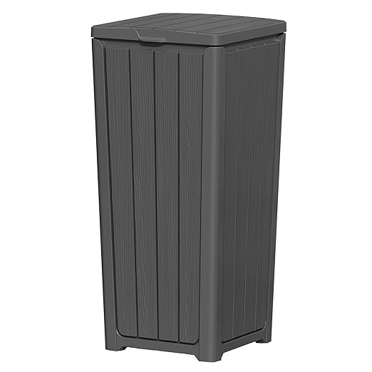 Outdoor Trash Can 23 Gallon Garbage Can with Lid Waterproof Resin Garbage Patio Waste Bin for Garden, Backyard, Deck,Black