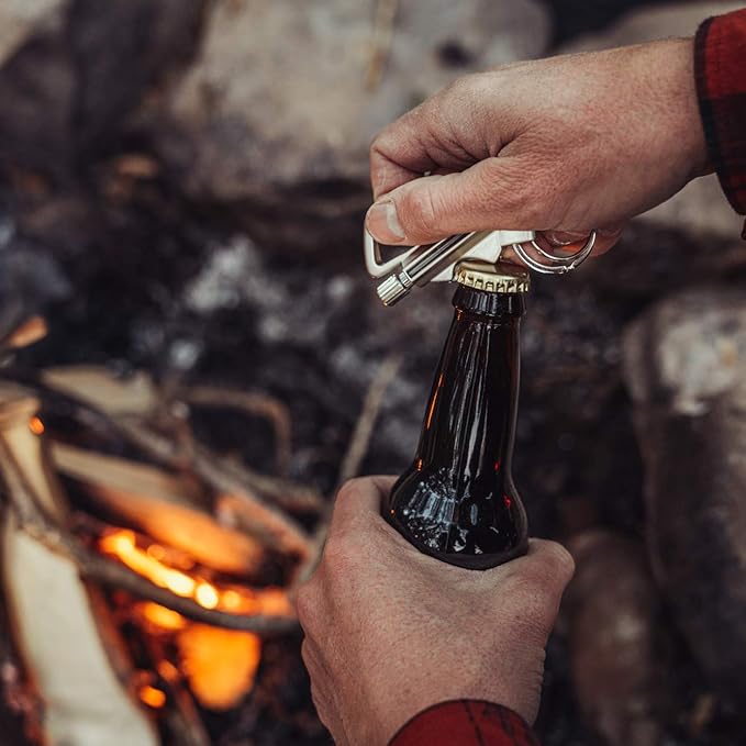 SURVIVE Permanent Match Bottle Opener Metal Keychain, Reusable Survival Fire Starter Lighter, Emergency Waterproof Striker Stick Kit