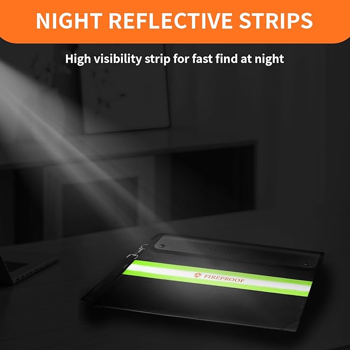 Upgraded Fireproof Document Bag 6200°F, 14.8in Big Waterproof Fireproof Safe with Zipper, 9 Layers of Heat Insulated Materials, Fireproof Money Bag for Cash, Important Documents and Valuables Fire Box