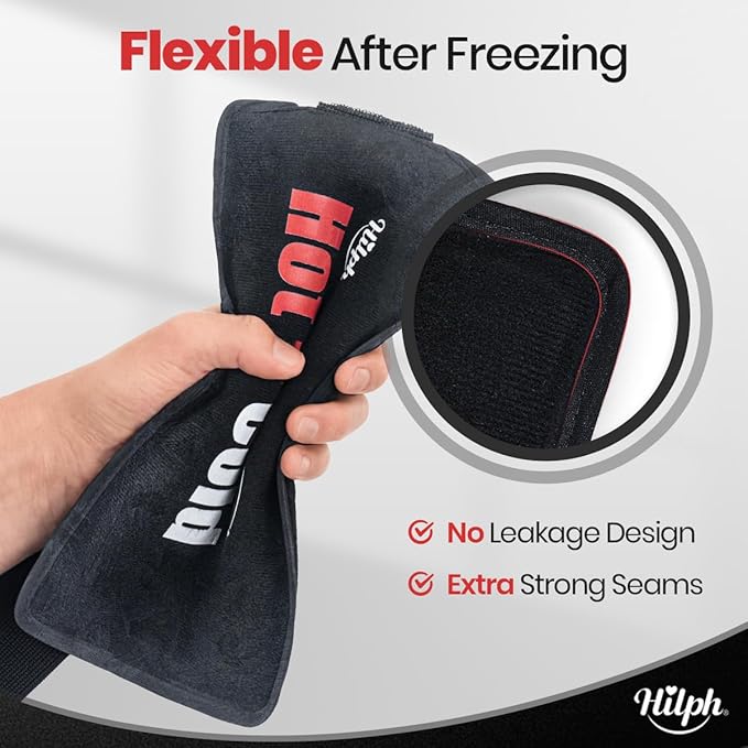 Hilph Ice Pack for Injuries Reusable, 2 Packs Soft Hot and Cold Gel Pack with Adjustable Strap, Flexible Ice Pack Wraps for Joints and Muscle, Back, Knee & More Discomfort Relief (9.5" x 4.7")