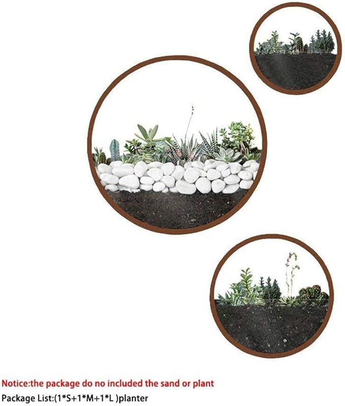 3 Pack Set Wall Planters,Modern Round Glass Wall Planter Succulent Planter Circle Iron Hanging Planter Vase for Herb,Small Cactus Perfect for Balcony, Room and Patio Decor (Coffee)