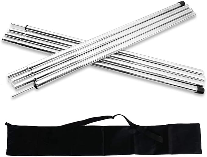 Replacement Tent Poles - Set of 2, Adjustable Rods for Camping Tarps, Shelters, Hiking, Backpacking, Portable Tent Poles Rods -Silver