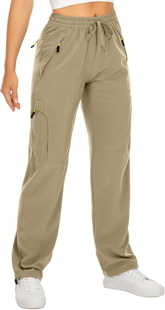 Womens Hiking Pants Quick Dry UPF 50 Lightweight Travel Golf Cargo Safari Pants Zipper Pockets