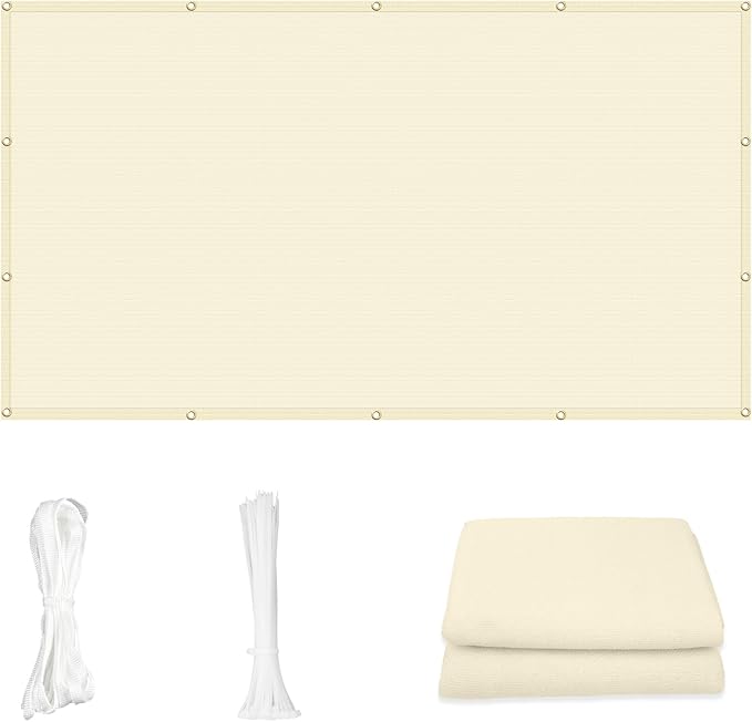 Cool Area Sun Shade Cloth with Grommets 13×21 FT Shade Panel Shade Tarp Screen Fabic for Outdoor Patio Pergola Cover Deck Garden, Butter Cream (Customized)